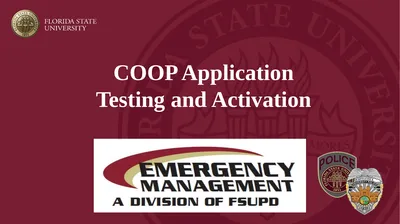COOP Application Testing and Activation Testing