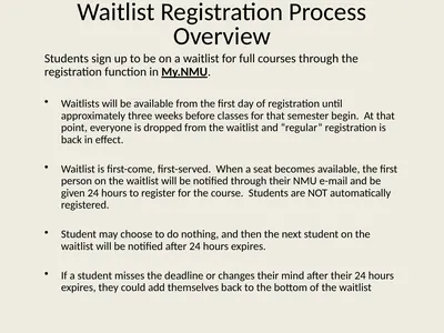 Waitlist Registration Process Overview Students