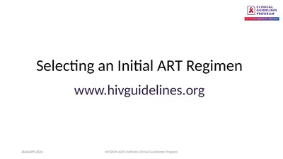 Selecting an Initial ART Regimen