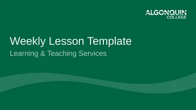 Weekly Lesson Template Learning & Teaching