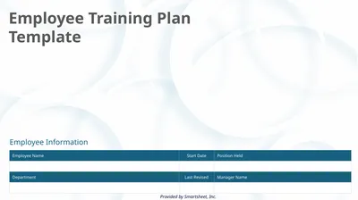 Employee Training Plan Template Provided by