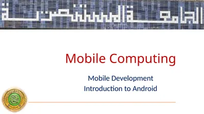 Mobile Computing Mobile Development Introduction