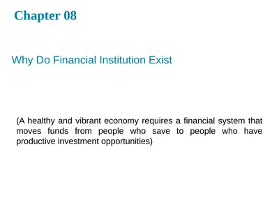 Why Do Financial Institution Exist Chapter 08 (A