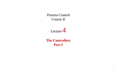 Process Control Course II Lecture 4 The