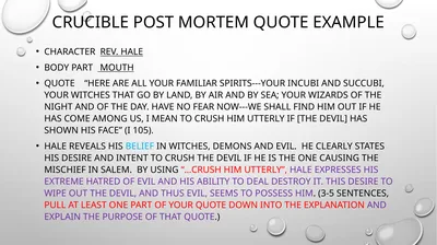 Crucible Post Mortem Quote Example Character Rev.
