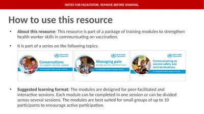 How to use this resource NOTES FOR FACILITATOR.