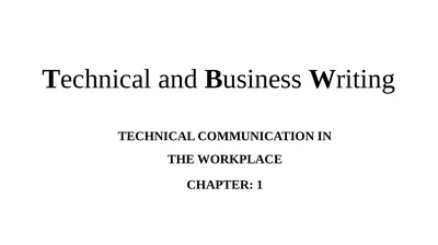 Technical and Business Writing TECHNICAL