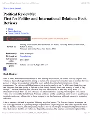 Book Reviews: Shifting Involvements: Private Interest and Public Actio