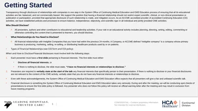 Getting Started Transparency through disclosure of