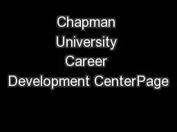 Chapman University Career Development CenterPage