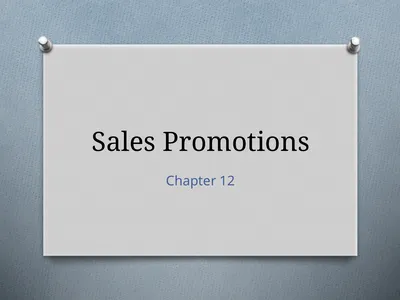 Sales Promotions Chapter 12 Chapter Objectives