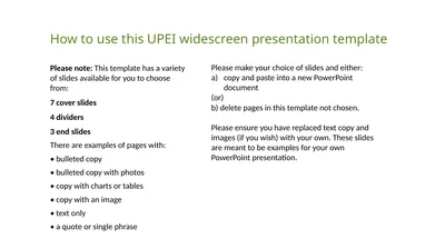 How to use this UPEI widescreen presentation