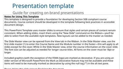 Presentation template Guide for creating on-brand