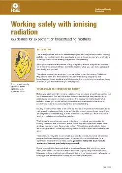 Working safely with ionising radiation: Guidelines for expectant and b