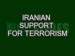 IRANIAN SUPPORT FOR TERRORISM