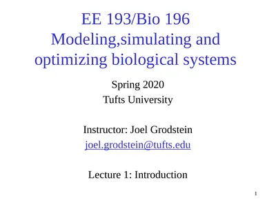 EE 193/Bio 196 Modeling,simulating and optimizing