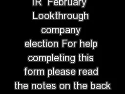 IR  February  Lookthrough company election For help completing this form please read the