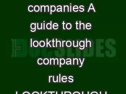 IR  May  Lookthrough companies A guide to the lookthrough company rules LOOKTHROUGH COMPANIES