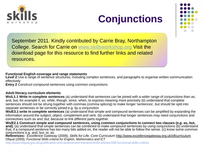Conjunctions Functional English coverage and range