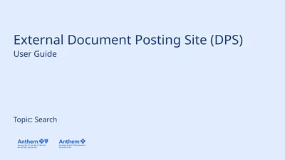 External Document Posting Site (DPS) Topic: Search