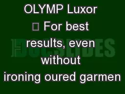 OLYMP Luxor – For best results, even without ironing oured garmen