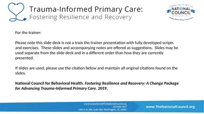 For the trainer: Please note this slide deck is