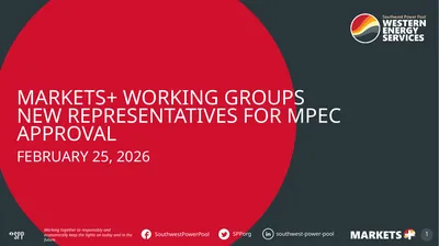 Markets+ working groups new representatives for
