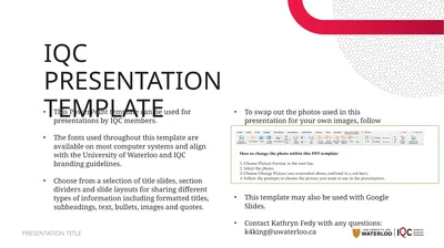 IQC PRESENTATION TEMPLATE This PowerPoint template