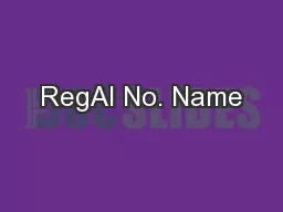 RegAI No. Name