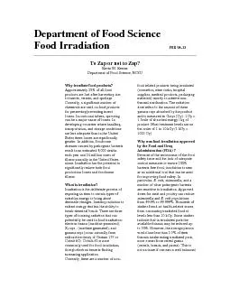 Food Irradiation     FSR 98-13 To Zap or not to Zap?Kevin M. Keener De