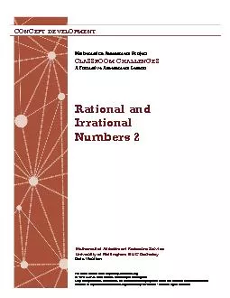 Rational and Irrational Numbers 2 MATHEMATICAL GOALS This lesson unit