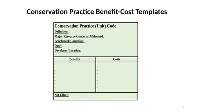 Conservation Practice Benefit-Cost Templates 1