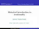AbstractThisrstlecturedealswithirrationality,asanintroductiontotransc