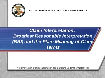 Claim Interpretation: Broadest Reasonable