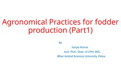Agronomical Practices for fodder production