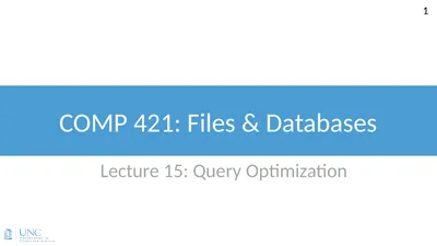 Lecture 15: Query Optimization 1 Announcements