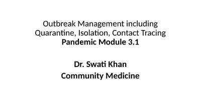 Outbreak Management including Quarantine,