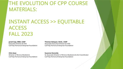 THE EVOLUTION OF CPP COURSE MATERIALS: INSTANT