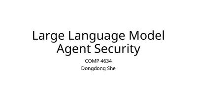Large Language Model Agent Security COMP 4634