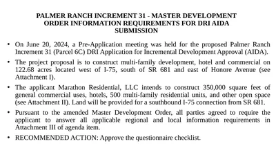 PALMER RANCH INCREMENT 31 - MASTER DEVELOPMENT