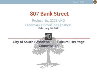 Request for Landmark Historic Designation located