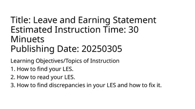 Title: Leave and Earning Statement Estimated