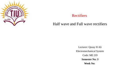 Rectifiers Half wave and Full wave rectifiers