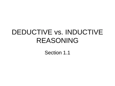 DEDUCTIVE vs. INDUCTIVE REASONING Section 1.1