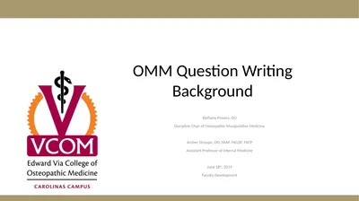 OMM Question Writing Background Bethany Powers, DO