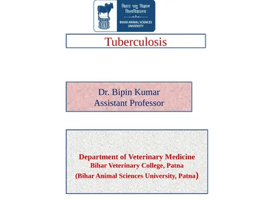 Tuberculosis Dr. Bipin Kumar Assistant Professor