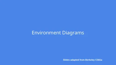 Environment Diagrams Slides adapted from Berkeley