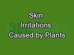 Skin Irritations Caused by Plants
