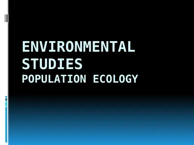 ENVIRONMENTAL STUDIES POPULATION ECOLOGY