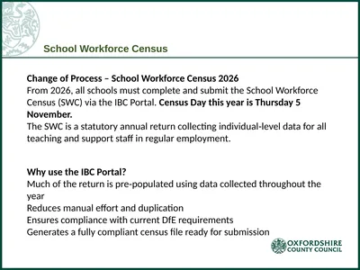 School Workforce Census Change of Process – School
